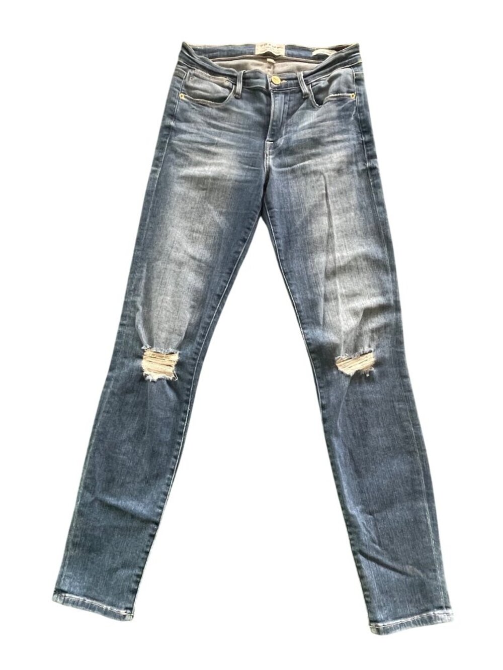 Frame Le High Skinny Distressed Denim Jeans Size 25 Blue